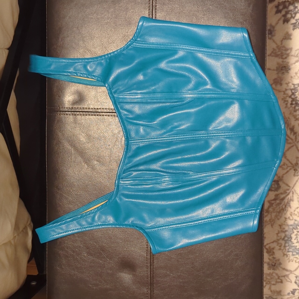 NWOT corset crop top turquoise